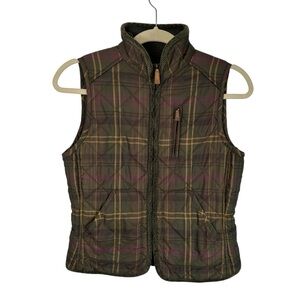 Ralph Lauren Plaid Quilted Down Vest Women Petite Small Classic Preppycore